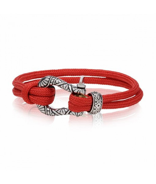 Bracelet H cordons rouges fermoir ssteel gr7.5