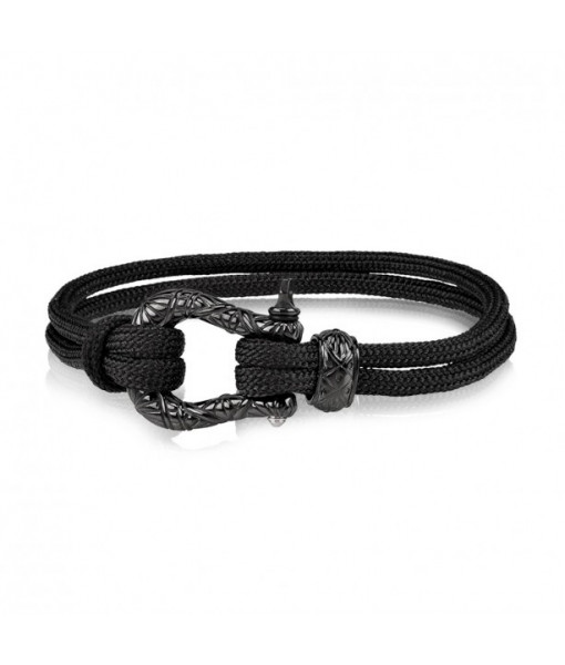 Bracelet H cordons noirs fermoir noir gr.7
